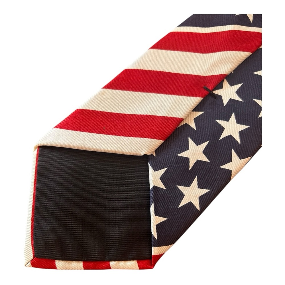 Vintage Flag Structure silk men’s patriotic Stars and Stripes necktie - Picture 4 of 6